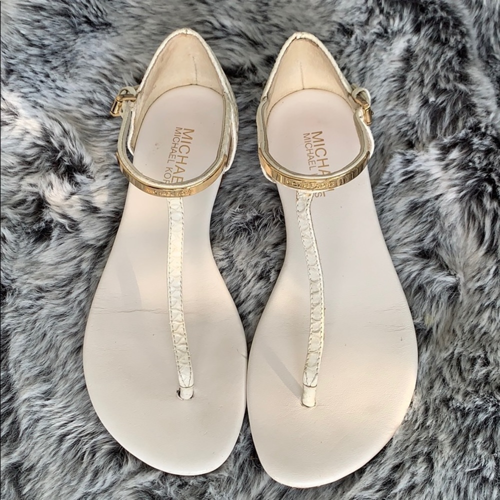 MICHAEL Michael Kors White Faux Snake Sandals 5.5